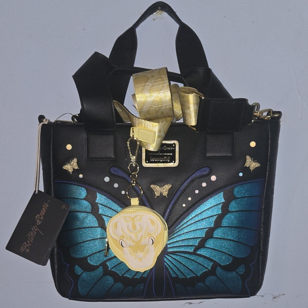 Brittney Spears Black and Blue Butterfly Loungefly Tote